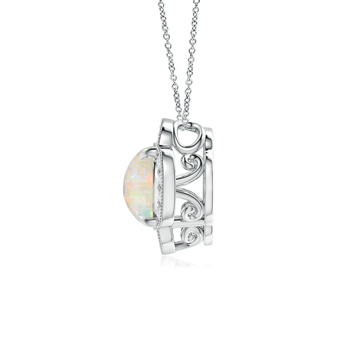 8mm AAAA Claw-Set Opal Clover Pendant with Diamonds in White Gold Product Image