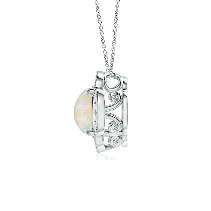 8mm AAAA Claw-Set Opal Clover Pendant with Diamonds in White Gold product image