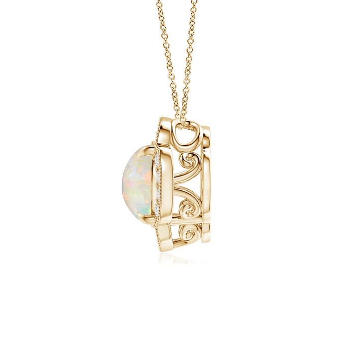 8mm AAAA Claw-Set Opal Clover Pendant with Diamonds in Yellow Gold product image