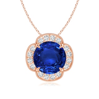 11.80-12.00x5.62mm AAA Claw-Set GIA Certified Sapphire Clover Pendant with Diamonds in 18K Rose Gold