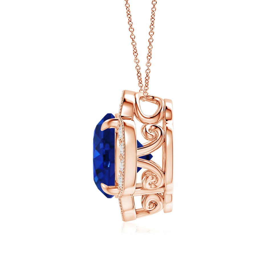 11.80-12.00x5.62mm AAA Claw-Set GIA Certified Sapphire Clover Pendant with Diamonds in 18K Rose Gold product image
