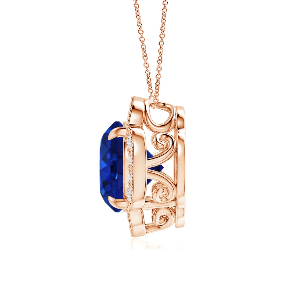 11.80-12.00x5.62mm AAA Claw-Set GIA Certified Sapphire Clover Pendant with Diamonds in Rose Gold product image