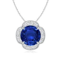 Round Blue Sapphire Vintage Inspired Necklaces & Pendants