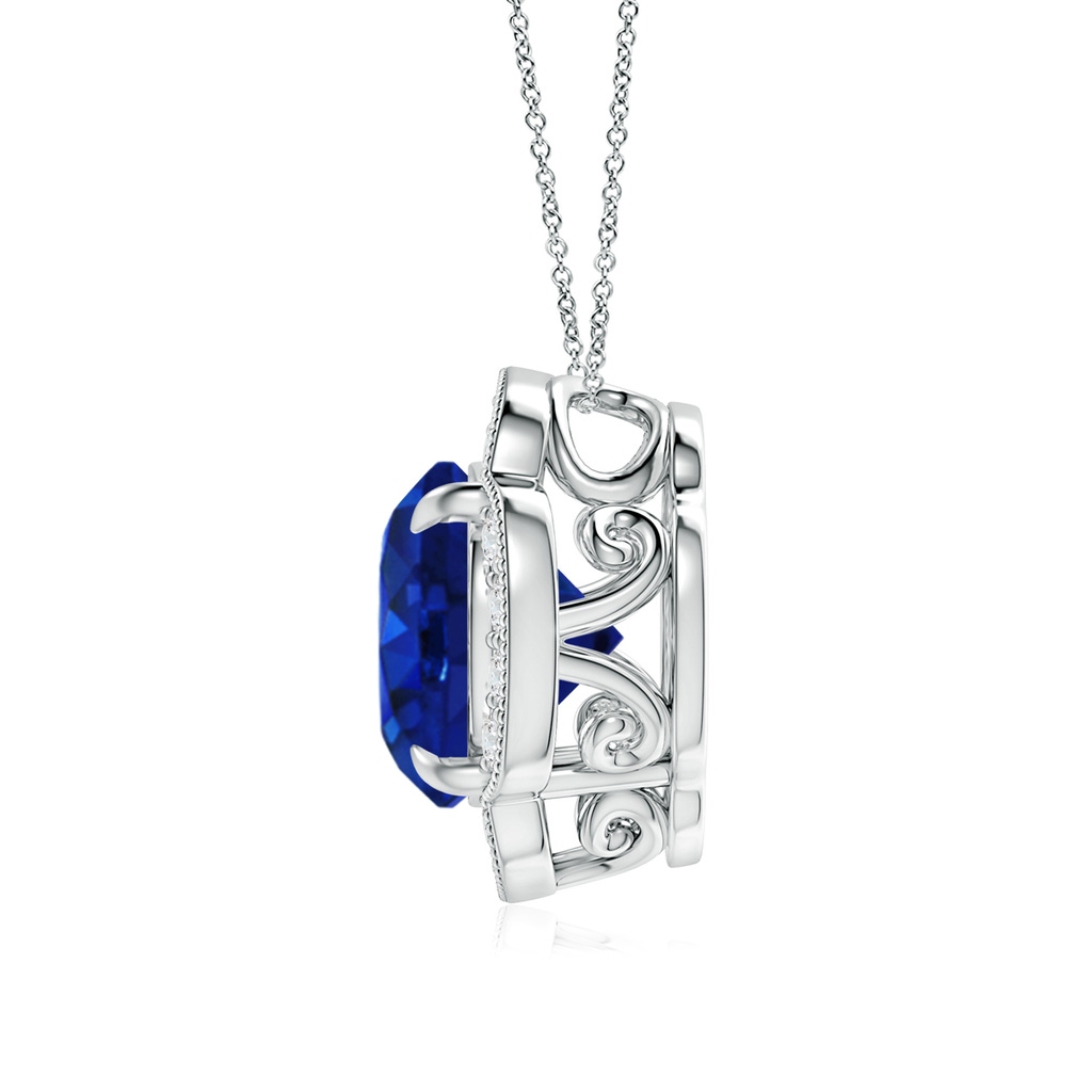 11.80-12.00x5.62mm AAA Claw-Set GIA Certified Sapphire Clover Pendant with Diamonds in White Gold Product Image