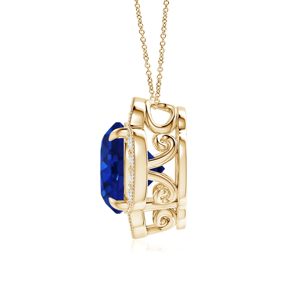 11.80-12.00x5.62mm AAA Claw-Set GIA Certified Sapphire Clover Pendant with Diamonds in Yellow Gold product image