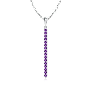 2mm AAA Pavé-Set Amethyst Bar Pendant with Milgrain in White Gold