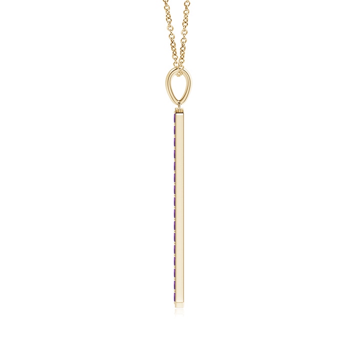 2mm AAAA Pavé-Set Amethyst Bar Pendant with Milgrain in Yellow Gold product image