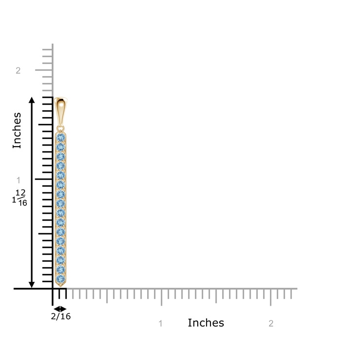 2mm AAAA Pavé-Set Aquamarine Bar Pendant with Milgrain in Yellow Gold product image