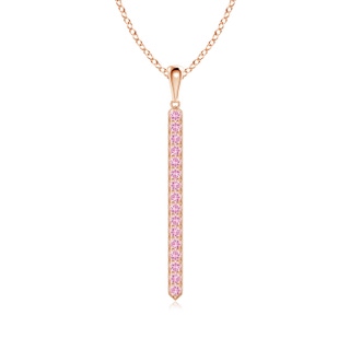 2mm A Pavé-Set Pink Tourmaline Bar Pendant with Milgrain in 9K Rose Gold