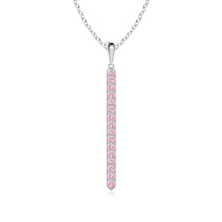 2mm A Pavé-Set Pink Tourmaline Bar Pendant with Milgrain in P950 Platinum