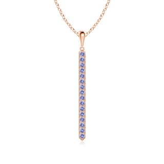 2mm AA Pavé-Set Tanzanite Bar Pendant with Milgrain in 9K Rose Gold