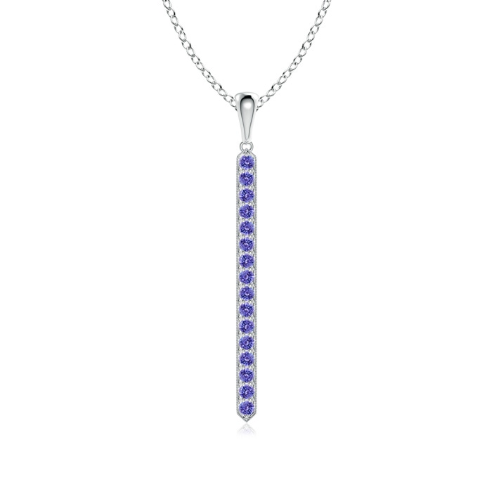 2mm AAA Pavé-Set Tanzanite Bar Pendant with Milgrain in 9K White Gold