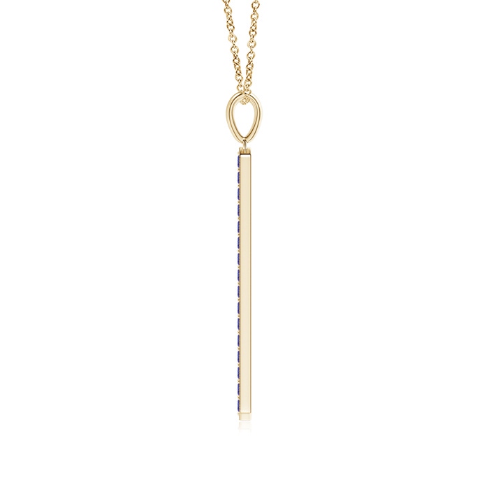 2mm AAA Pavé-Set Tanzanite Bar Pendant with Milgrain in Yellow Gold product image