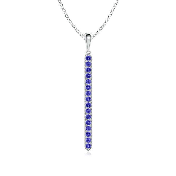 2mm AAAA Pavé-Set Tanzanite Bar Pendant with Milgrain in P950 Platinum