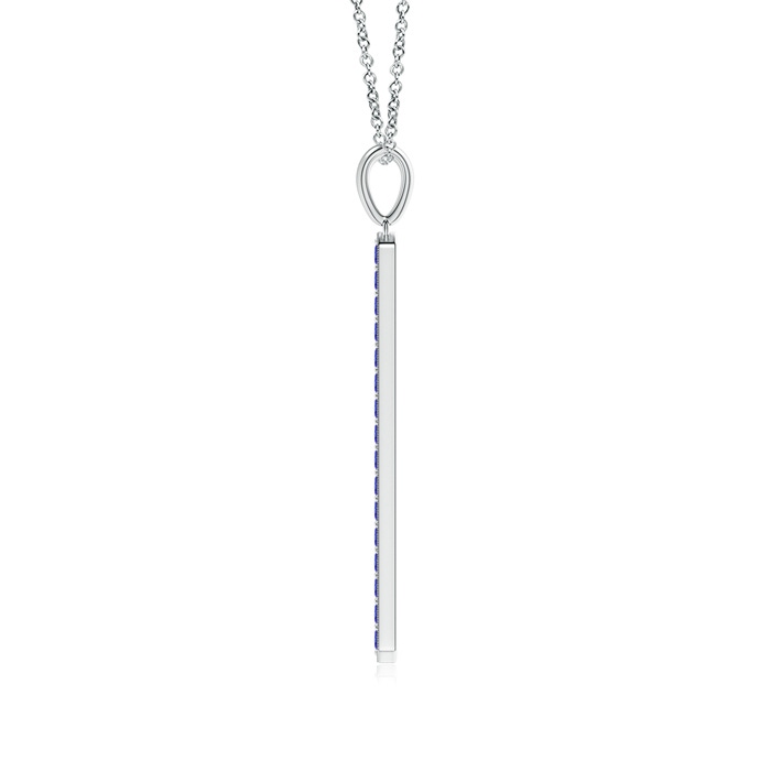 2mm AAAA Pavé-Set Tanzanite Bar Pendant with Milgrain in P950 Platinum product image