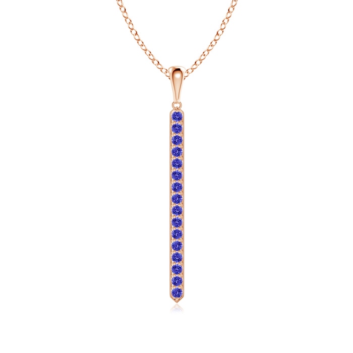 2mm AAAA Pavé-Set Tanzanite Bar Pendant with Milgrain in Rose Gold