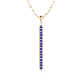 2mm AAAA Pavé-Set Tanzanite Bar Pendant with Milgrain in Yellow Gold