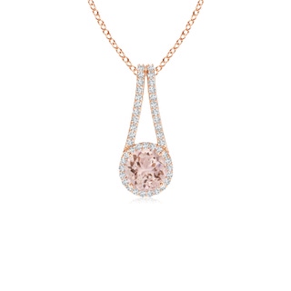 6mm AAA Morganite and Diamond Halo Inverted V-Bale Pendant in Rose Gold