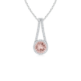 6mm AAAA Morganite and Diamond Halo Inverted V-Bale Pendant in White Gold