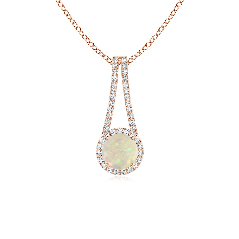 6mm AAA Opal and Diamond Halo Inverted V-Bale Pendant in Rose Gold 