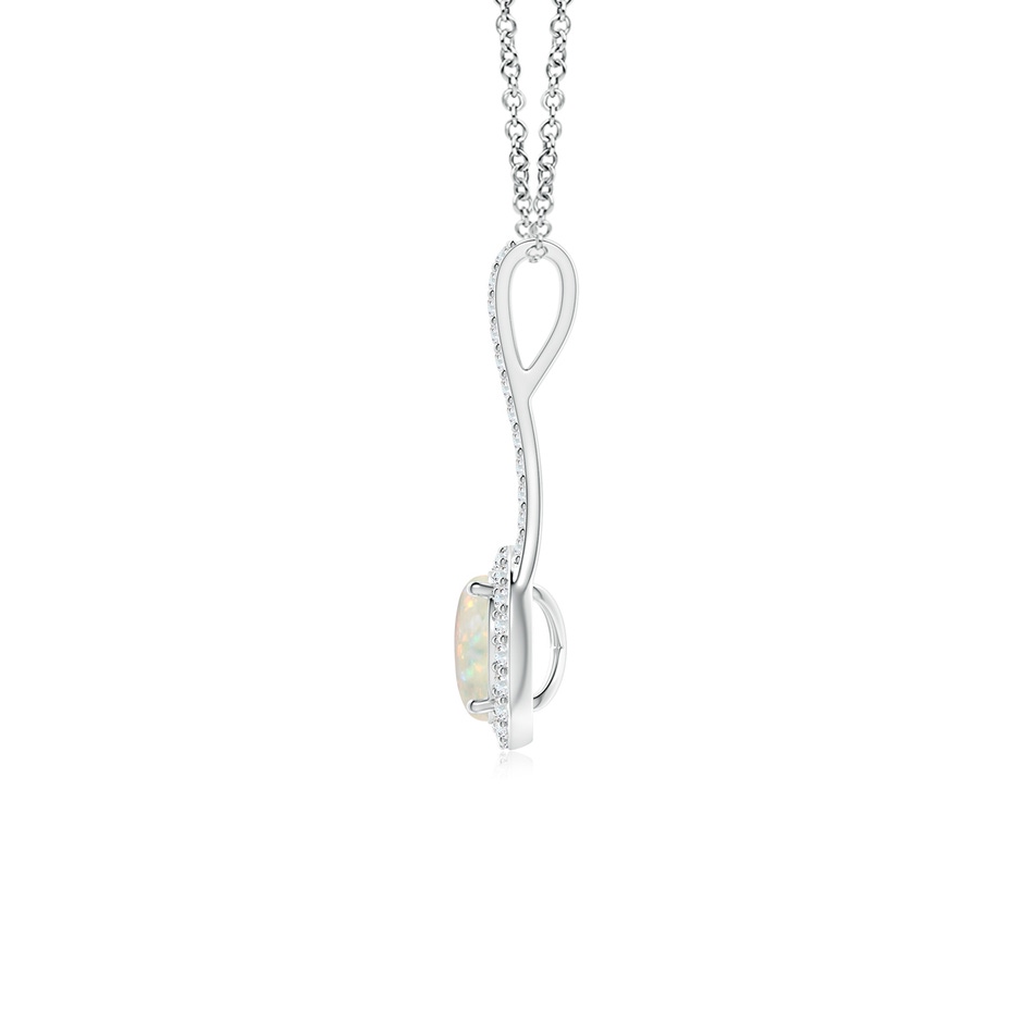 6mm AAA Opal and Diamond Halo Inverted V-Bale Pendant in White Gold side 199