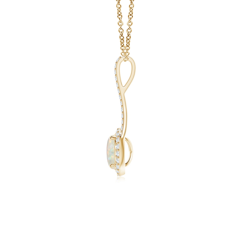 6mm AAA Opal and Diamond Halo Inverted V-Bale Pendant in Yellow Gold side 199