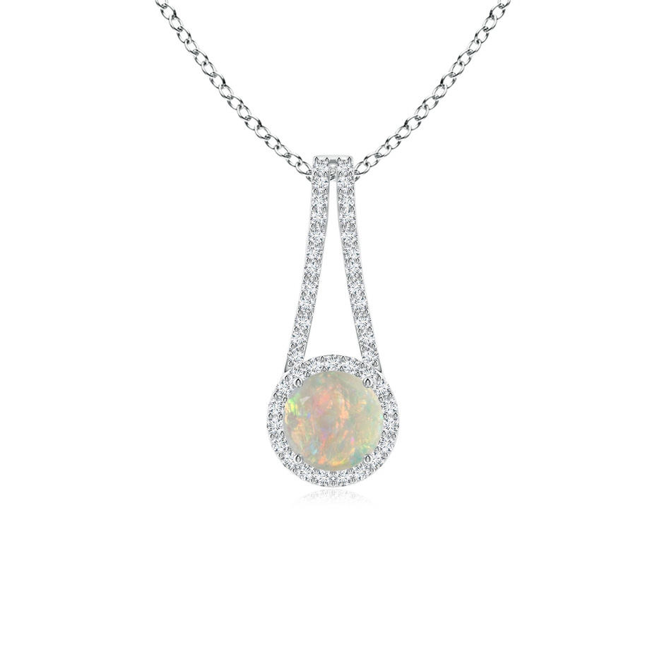 6mm AAAA Opal and Diamond Halo Inverted V-Bale Pendant in P950 Platinum 