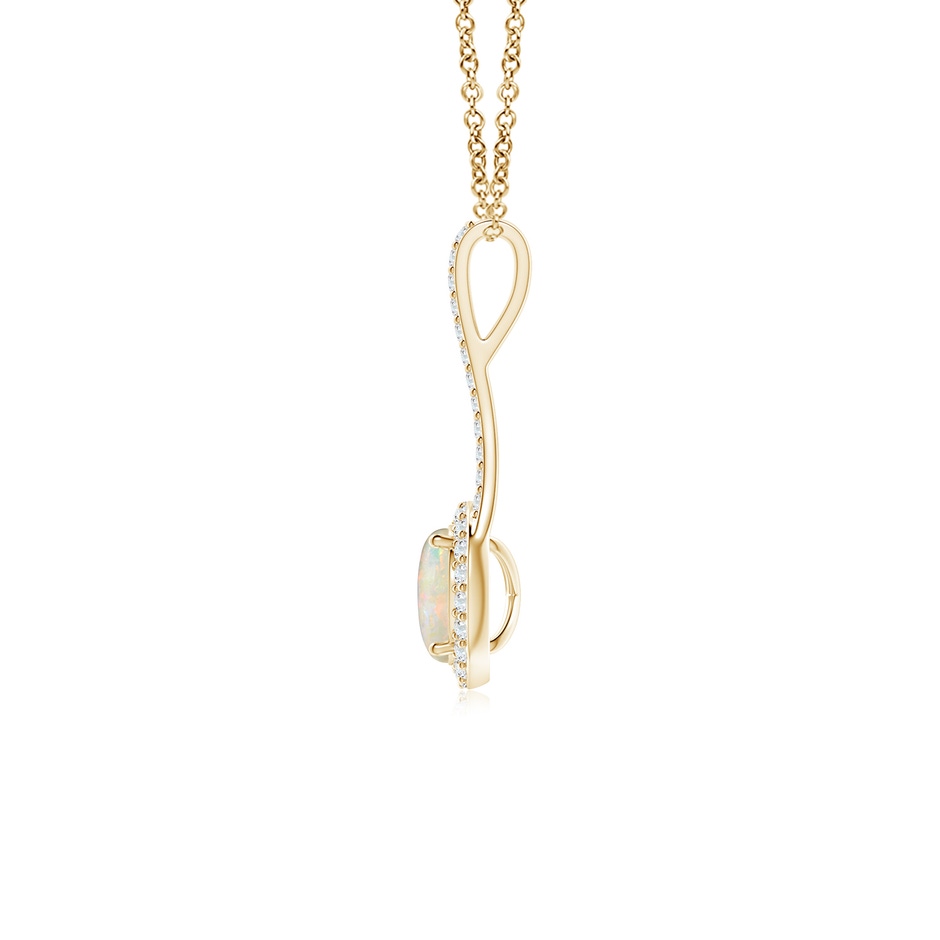 6mm AAAA Opal and Diamond Halo Inverted V-Bale Pendant in Yellow Gold side 199