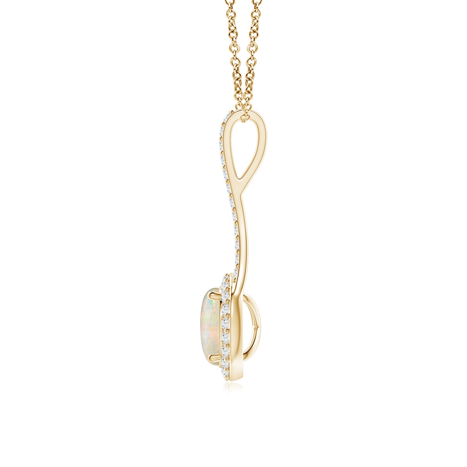 7mm AAAA Opal and Diamond Halo Inverted V-Bale Pendant in Yellow Gold side 199