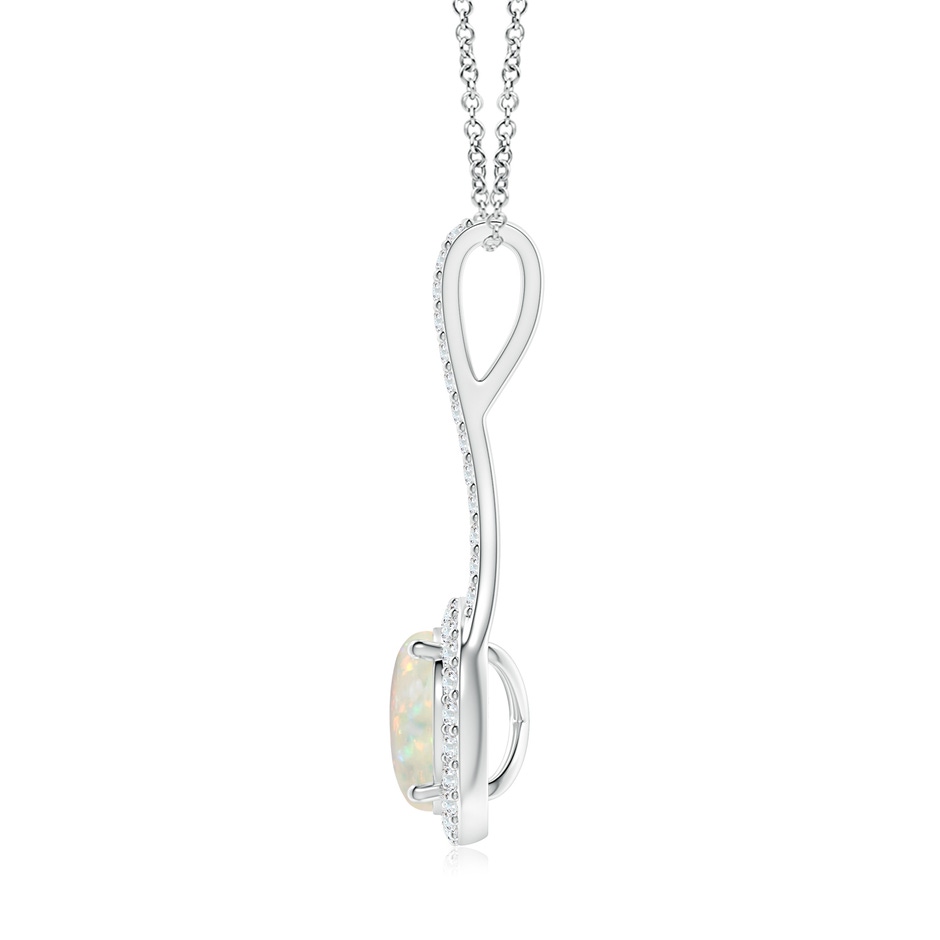 8mm AAA Opal and Diamond Halo Inverted V-Bale Pendant in White Gold side 199