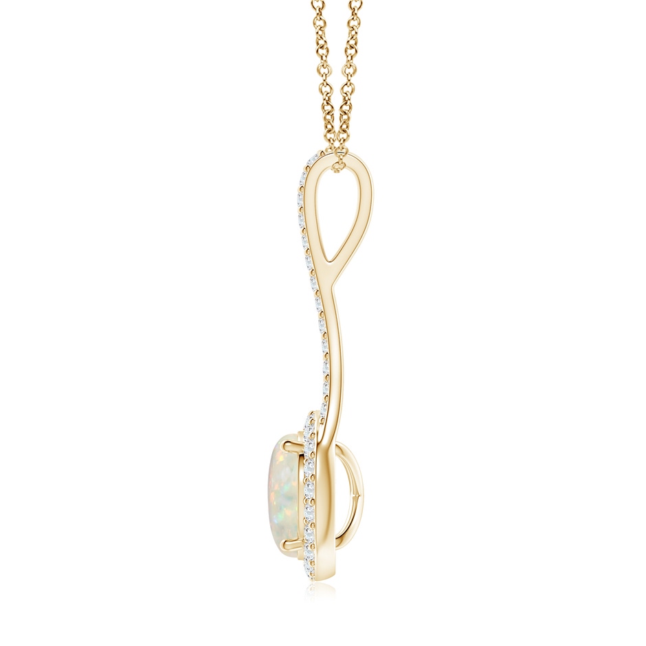 8mm AAA Opal and Diamond Halo Inverted V-Bale Pendant in Yellow Gold side 199