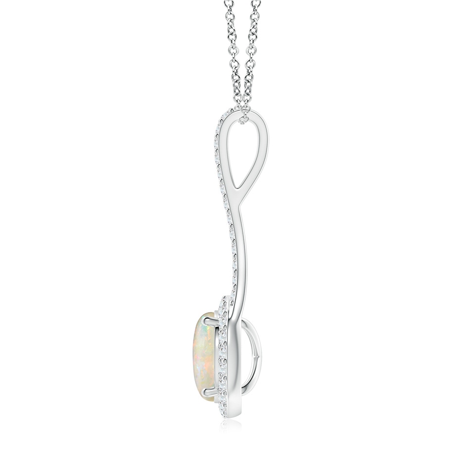 8mm AAAA Opal and Diamond Halo Inverted V-Bale Pendant in P950 Platinum side 199