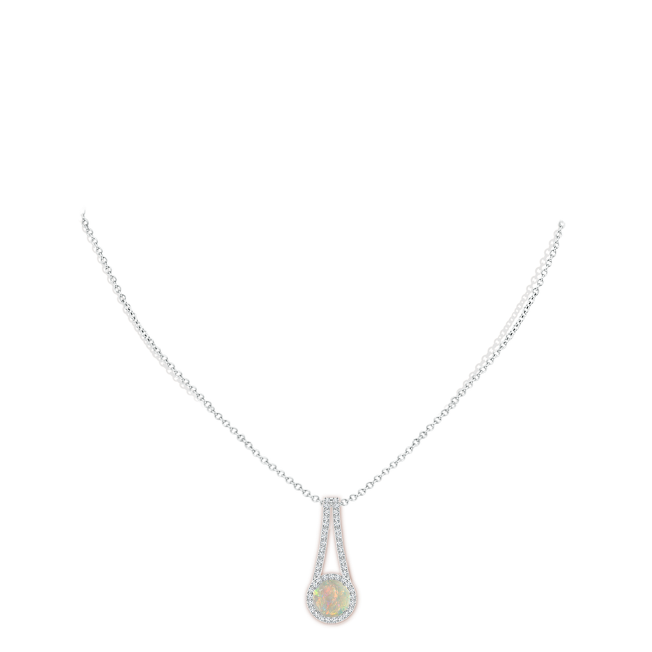 8mm AAAA Opal and Diamond Halo Inverted V-Bale Pendant in P950 Platinum pen