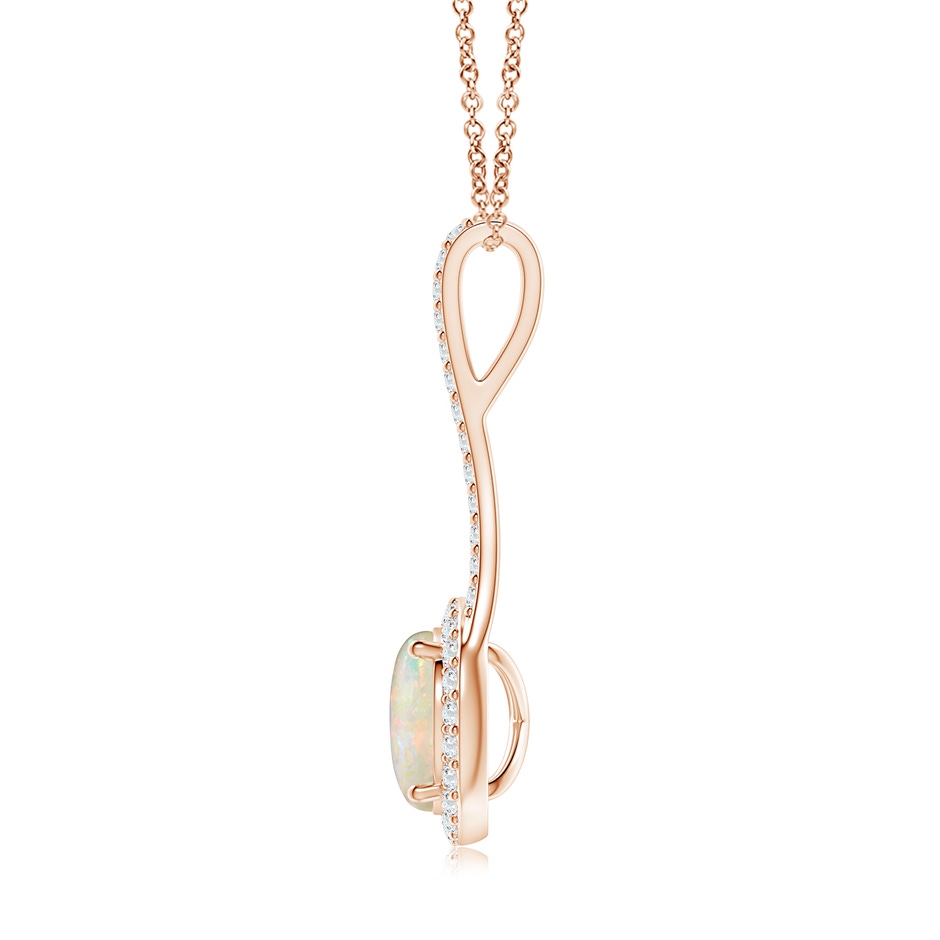 8mm AAAA Opal and Diamond Halo Inverted V-Bale Pendant in Rose Gold side 199