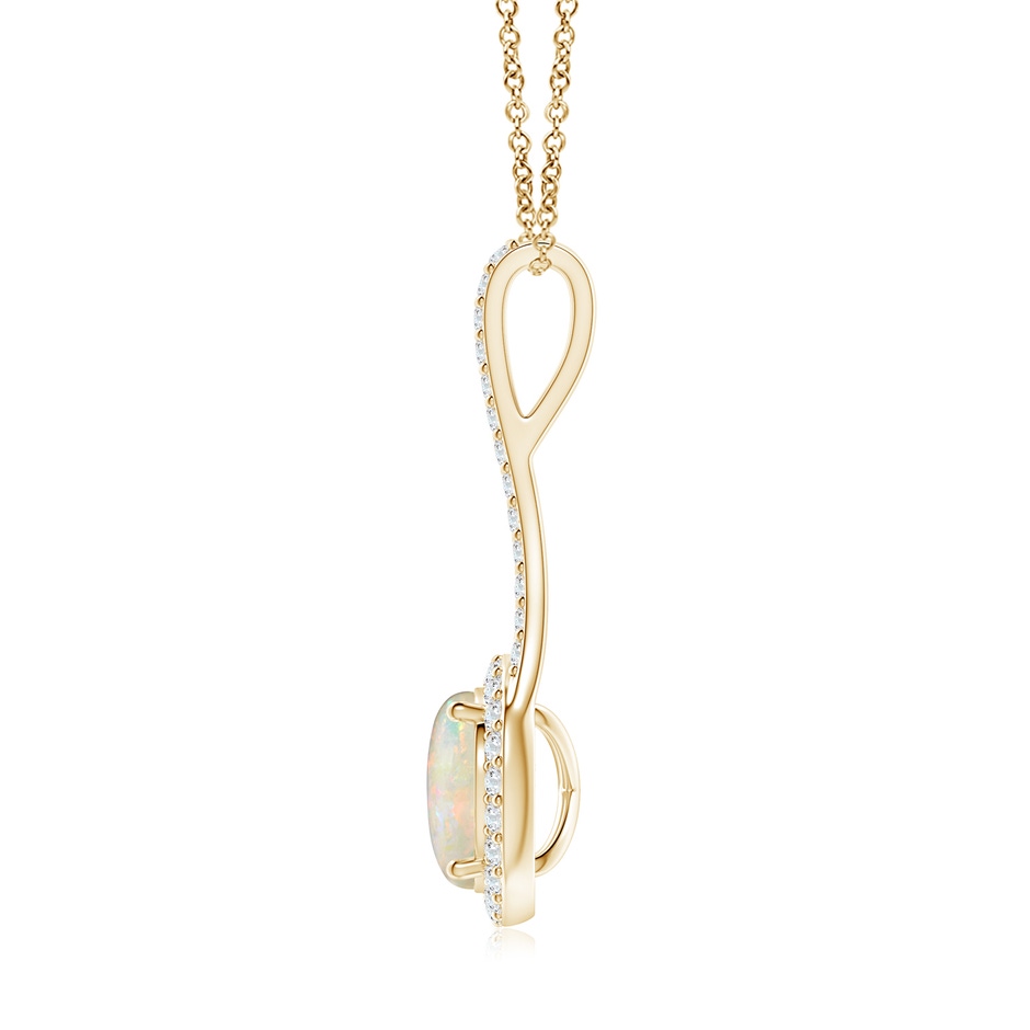 8mm AAAA Opal and Diamond Halo Inverted V-Bale Pendant in Yellow Gold side 199