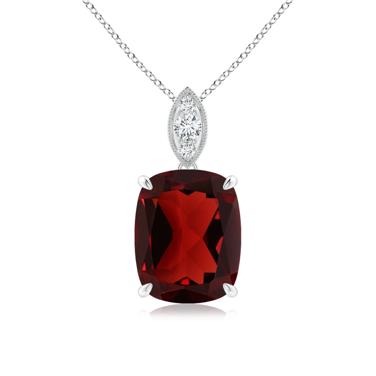 AAA - Garnet / 3.4 CT / 14 KT White Gold