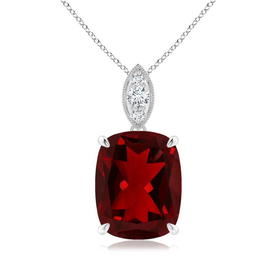 11x9mm AAAA Cushion Garnet Pendant with Diamond Leaf Bale in P950 Platinum 