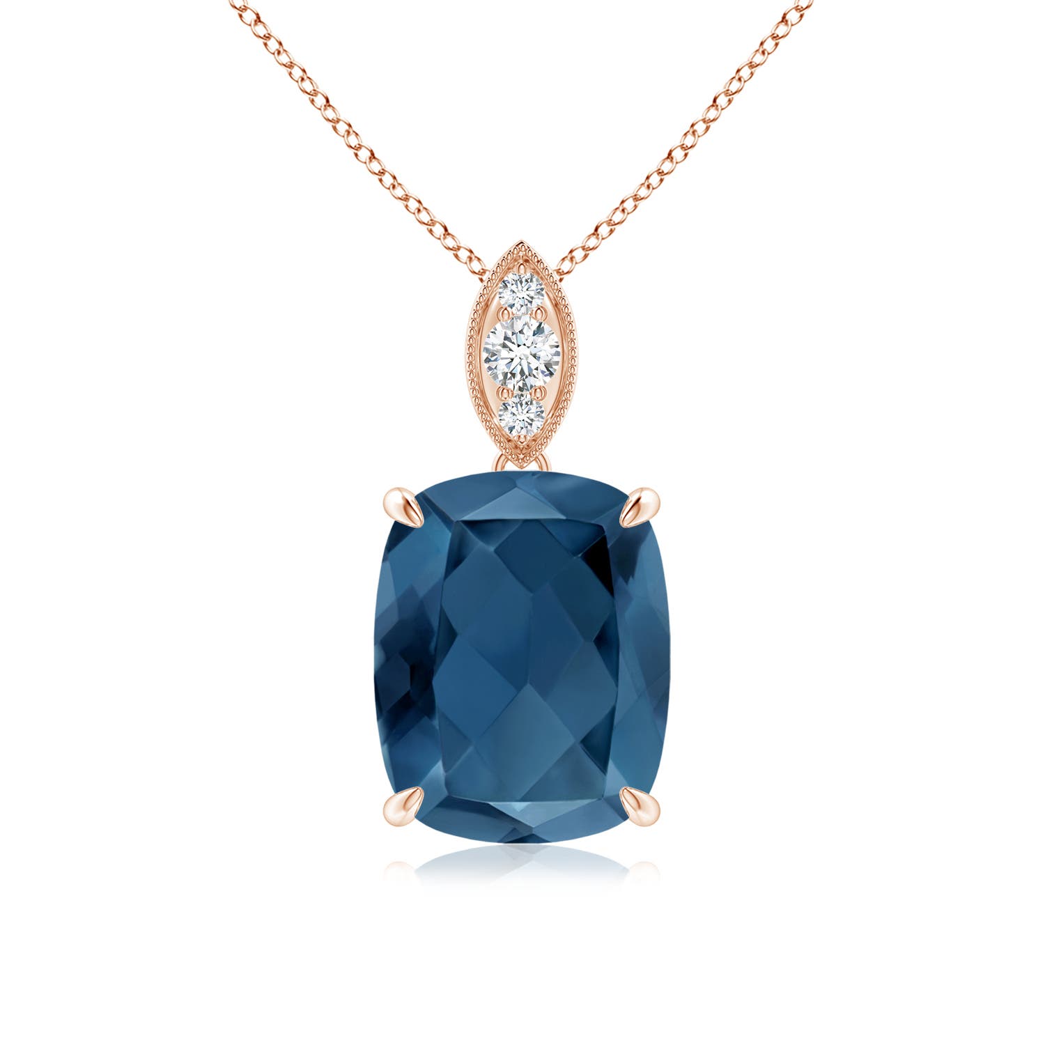 A - London Blue Topaz / 3.25 CT / 14 KT Rose Gold