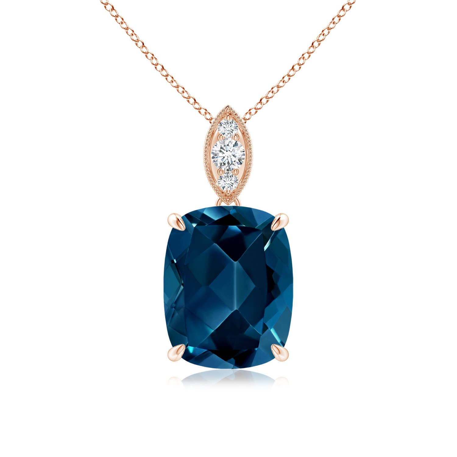 AAAA - London Blue Topaz / 3.25 CT / 14 KT Rose Gold