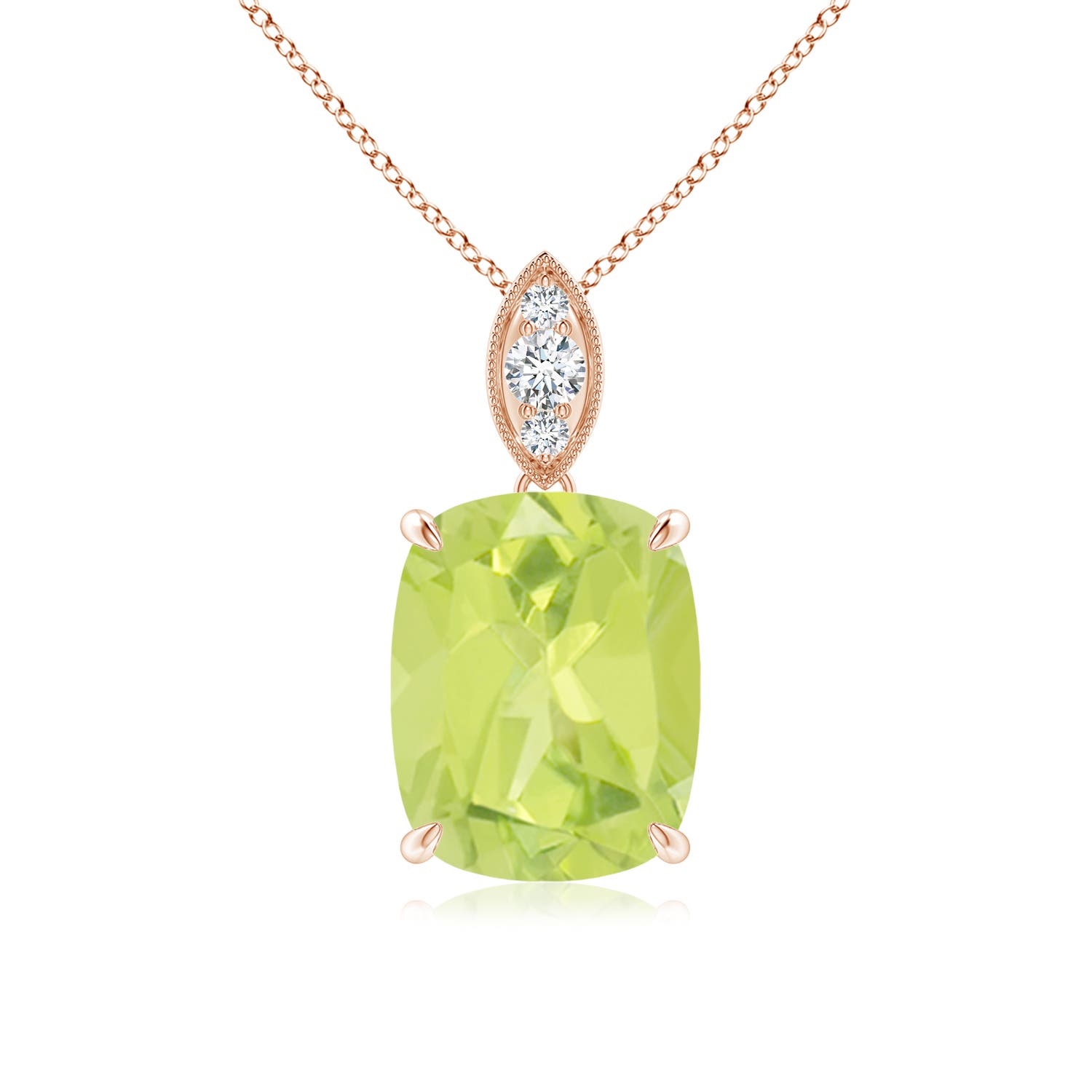 A - Peridot / 2.95 CT / 14 KT Rose Gold