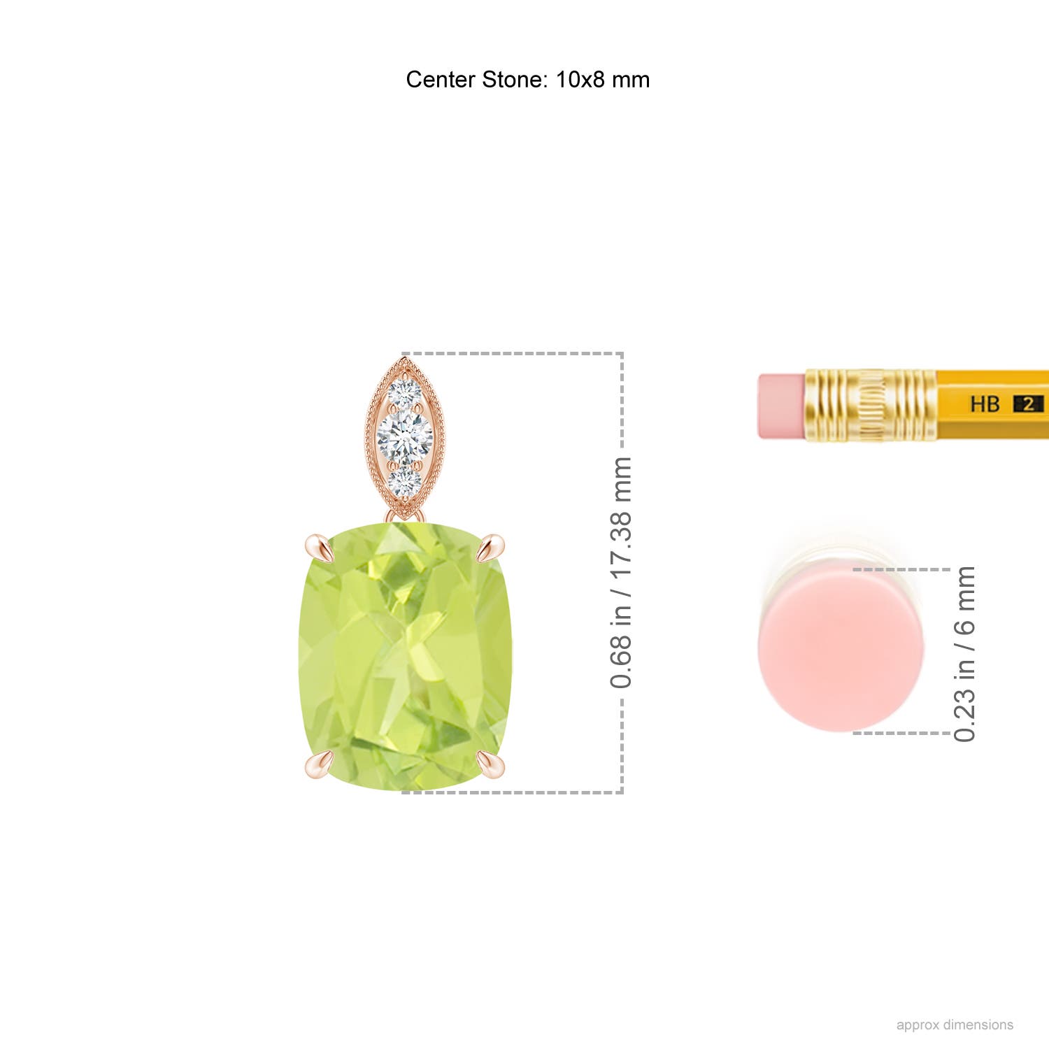 A - Peridot / 2.95 CT / 14 KT Rose Gold