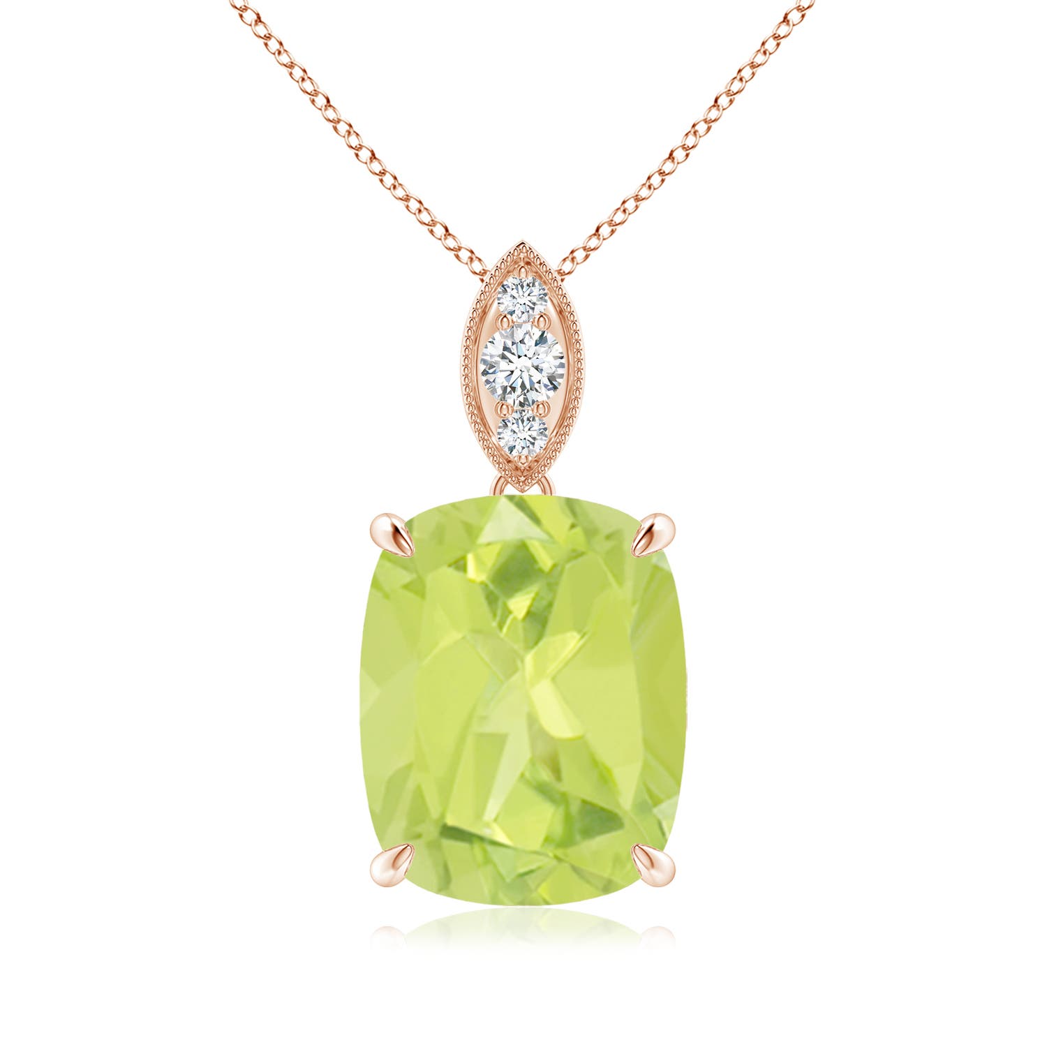 A - Peridot / 4.07 CT / 14 KT Rose Gold