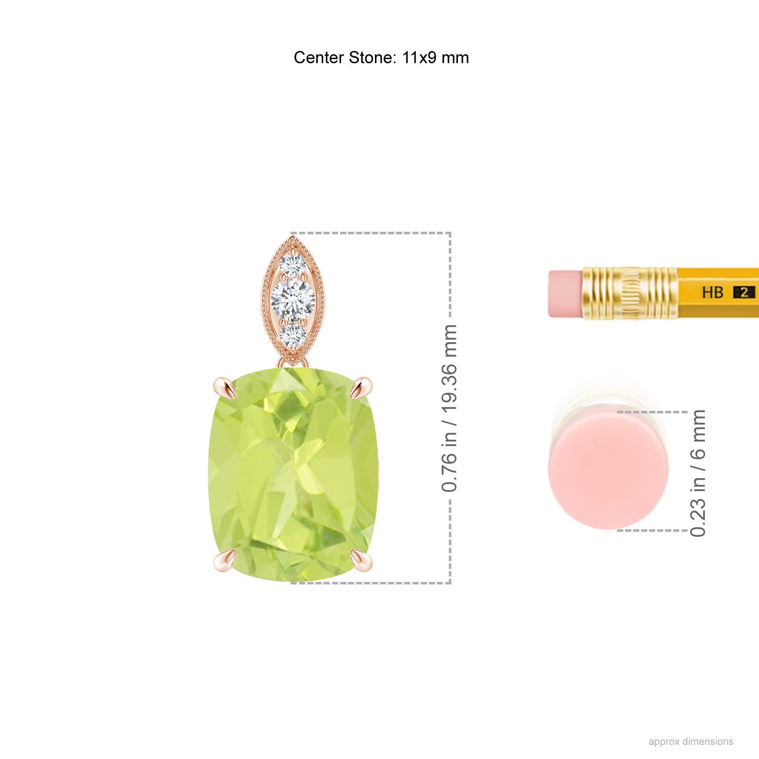 A - Peridot / 4.07 CT / 14 KT Rose Gold