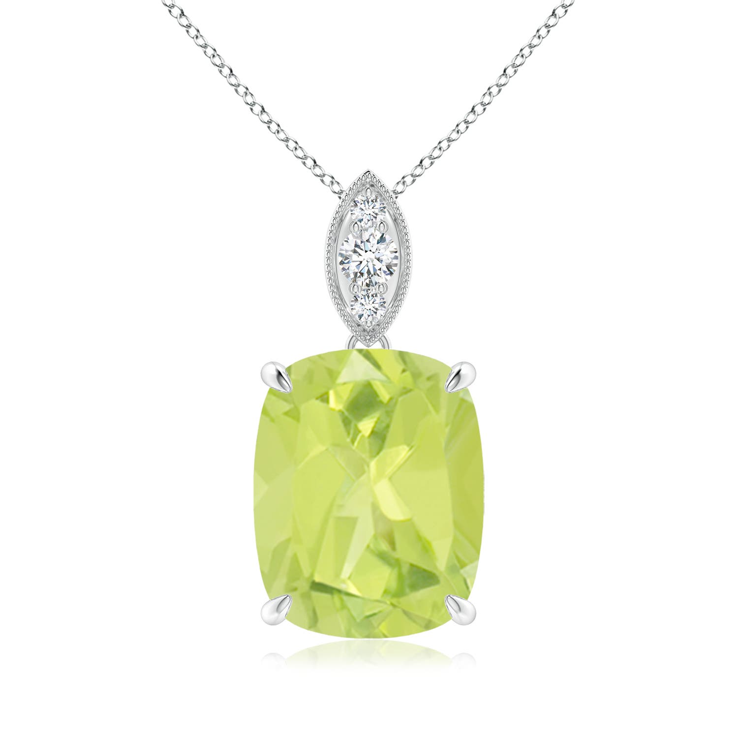 A - Peridot / 4.07 CT / 14 KT White Gold