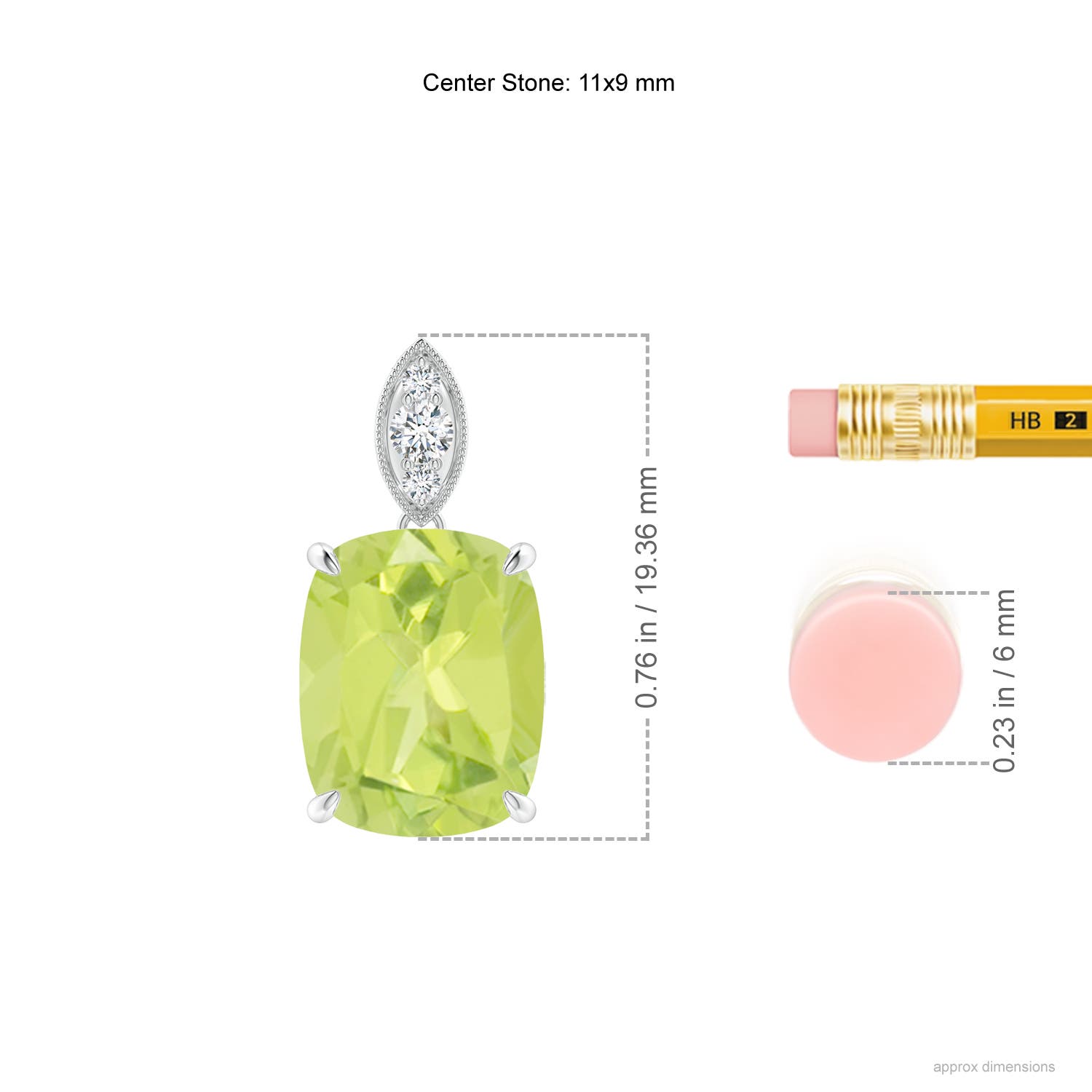 A - Peridot / 4.07 CT / 14 KT White Gold