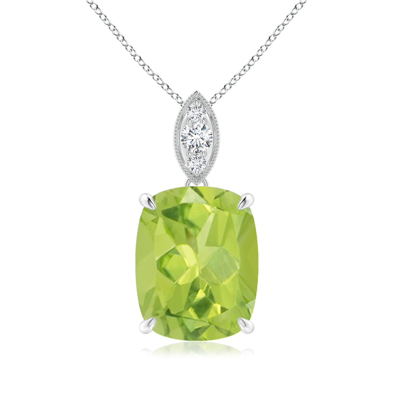 AA - Peridot / 4.07 CT / 14 KT White Gold