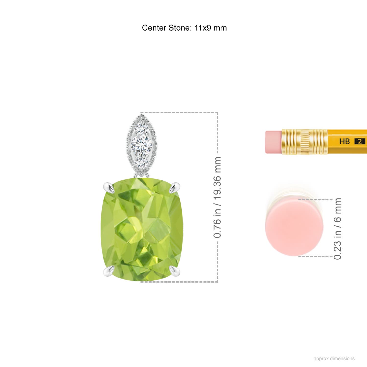 AA - Peridot / 4.07 CT / 14 KT White Gold