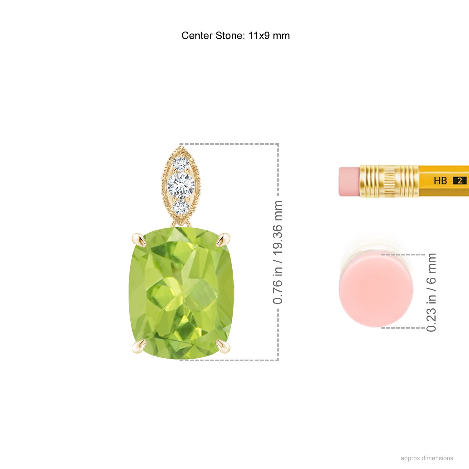 AA - Peridot / 4.07 CT / 14 KT Yellow Gold