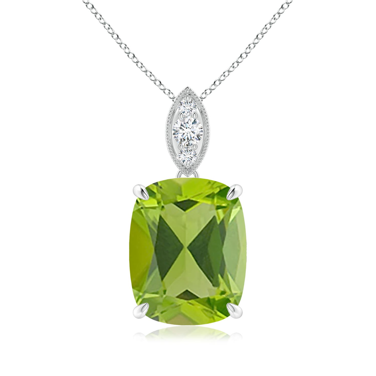 AAA - Peridot / 4.07 CT / 14 KT White Gold