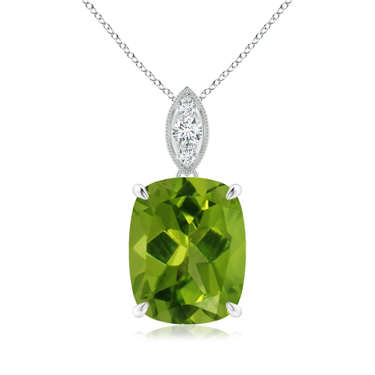 AAAA - Peridot / 4.07 CT / 14 KT White Gold